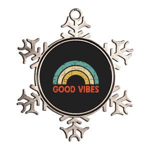 Good Vibes Only Funny Positive Inspirational Retro Metallic Star Ornament