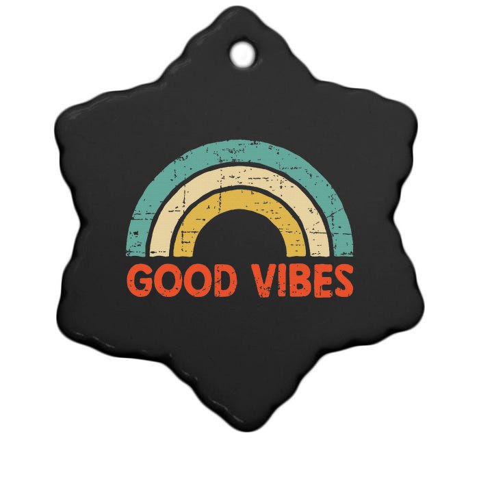 Good Vibes Only Funny Positive Inspirational Retro Ceramic Star Ornament