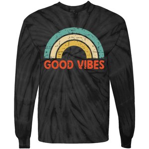 Good Vibes Only Funny Positive Inspirational Retro Tie-Dye Long Sleeve Shirt