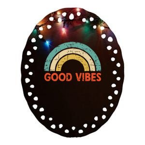 Good Vibes Only Funny Positive Inspirational Retro Ceramic Oval Ornament