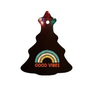 Good Vibes Only Funny Positive Inspirational Retro Ceramic Tree Ornament