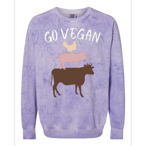 Go Vegan Or Go Home Vegetarian Funny Vegan Veganism Diet Go Vegan Colorblast Crewneck Sweatshirt