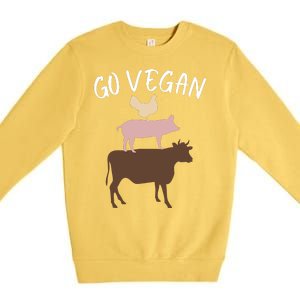 Go Vegan Or Go Home Vegetarian Funny Vegan Veganism Diet Go Vegan Premium Crewneck Sweatshirt