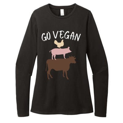 Go Vegan Or Go Home Vegetarian Funny Vegan Veganism Diet Go Vegan Womens CVC Long Sleeve Shirt