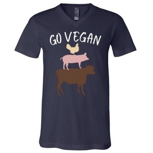 Go Vegan Or Go Home Vegetarian Funny Vegan Veganism Diet Go Vegan V-Neck T-Shirt