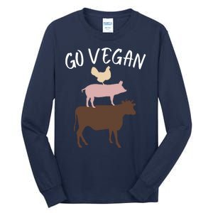 Go Vegan Or Go Home Vegetarian Funny Vegan Veganism Diet Go Vegan Tall Long Sleeve T-Shirt