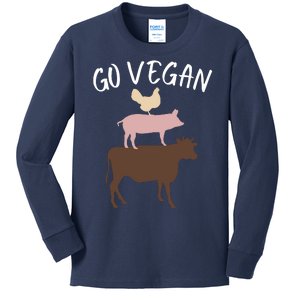 Go Vegan Or Go Home Vegetarian Funny Vegan Veganism Diet Go Vegan Kids Long Sleeve Shirt