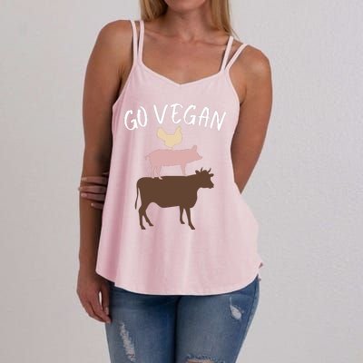 Go Vegan Or Go Home Vegetarian Funny Vegan Veganism Diet Go Vegan Women's Strappy Tank