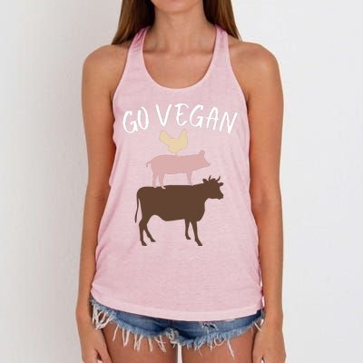 Go Vegan Or Go Home Vegetarian Funny Vegan Veganism Diet Go Vegan Women's Knotted Racerback Tank