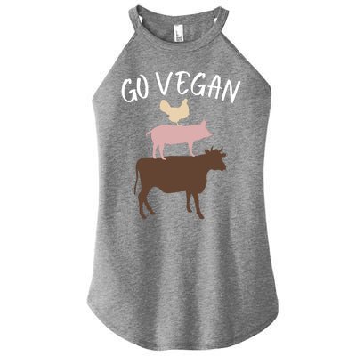 Go Vegan Or Go Home Vegetarian Funny Vegan Veganism Diet Go Vegan Women’s Perfect Tri Rocker Tank