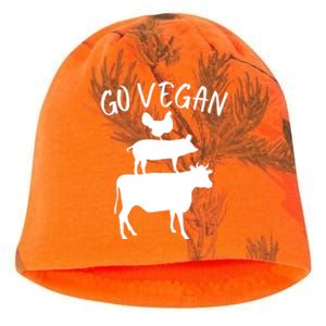 Go Vegan Or Go Home Vegetarian Go Vegan Funny Vegan Veganism Diet Kati - Camo Knit Beanie