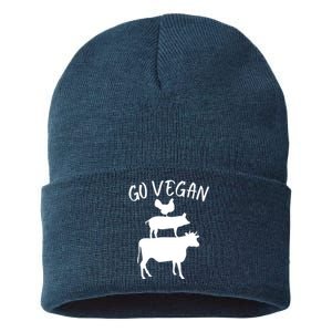 Go Vegan Or Go Home Vegetarian Go Vegan Funny Vegan Veganism Diet Sustainable Knit Beanie