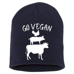 Go Vegan Or Go Home Vegetarian Go Vegan Funny Vegan Veganism Diet Short Acrylic Beanie