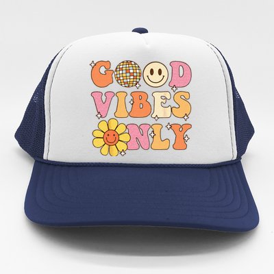 GOOD VIBES ONLY PEACE LOVE 60s 70s Tie Dye Groovy HippiE Trucker Hat