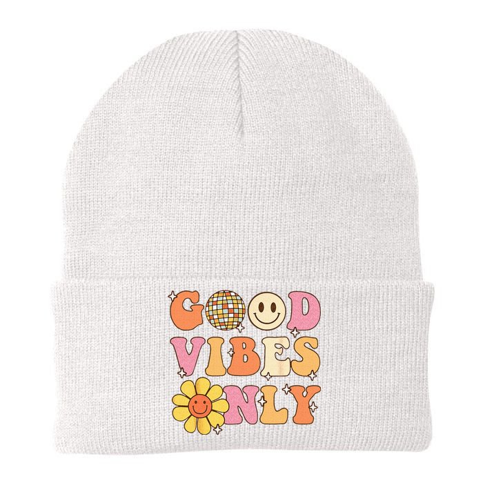 GOOD VIBES ONLY PEACE LOVE 60s 70s Tie Dye Groovy HippiE Knit Cap Winter Beanie