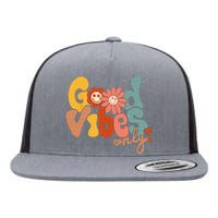 Good Vibes Only Flower Hawaii Beach Summer Vacation Family Flat Bill Trucker Hat