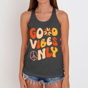 GOOD VIBES ONLY PEACE LOVE 60s 70s Tie Dye Groovy HippiE Women's Knotted Racerback Tank