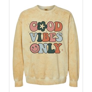 Good Vibes Only Peace Love 60s 70s Tie Dye Groovy Hippie Colorblast Crewneck Sweatshirt