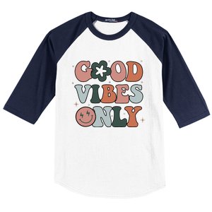 Good Vibes Only Peace Love 60s 70s Tie Dye Groovy Hippie Baseball Sleeve Shirt