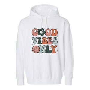 Good Vibes Only Peace Love 60s 70s Tie Dye Groovy Hippie Garment-Dyed Fleece Hoodie