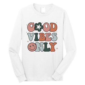 Good Vibes Only Peace Love 60s 70s Tie Dye Groovy Hippie Long Sleeve Shirt