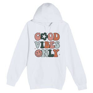 Good Vibes Only Peace Love 60s 70s Tie Dye Groovy Hippie Premium Pullover Hoodie