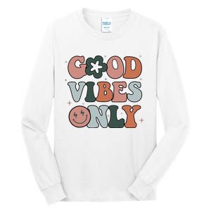 Good Vibes Only Peace Love 60s 70s Tie Dye Groovy Hippie Tall Long Sleeve T-Shirt