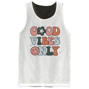 Good Vibes Only Peace Love 60s 70s Tie Dye Groovy Hippie Mesh Reversible Basketball Jersey Tank