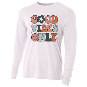 Good Vibes Only Peace Love 60s 70s Tie Dye Groovy Hippie Cooling Performance Long Sleeve Crew