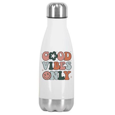 Good Vibes Only Peace Love 60s 70s Tie Dye Groovy Hippie Stainless Steel Insulated Water Bottle