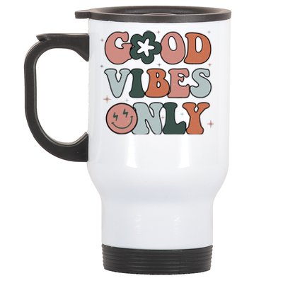 Good Vibes Only Peace Love 60s 70s Tie Dye Groovy Hippie Stainless Steel Travel Mug