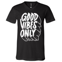Good Vibes Only Cool Retro V-Neck T-Shirt