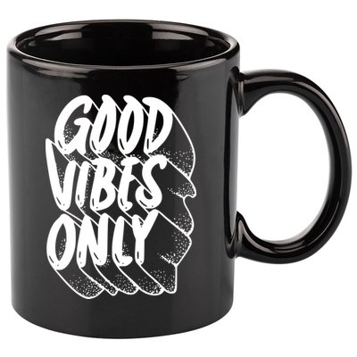 Good Vibes Only Cool Retro 11oz C Handle Ceramic Mug