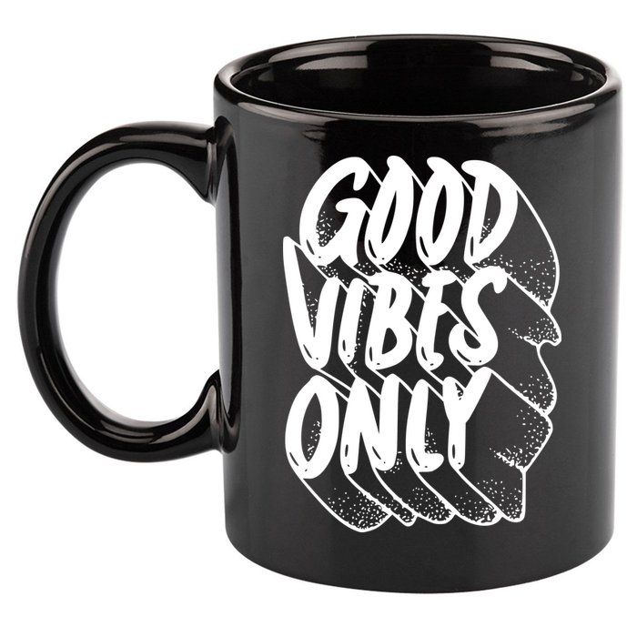 Good Vibes Only Cool Retro 11oz C Handle Ceramic Mug