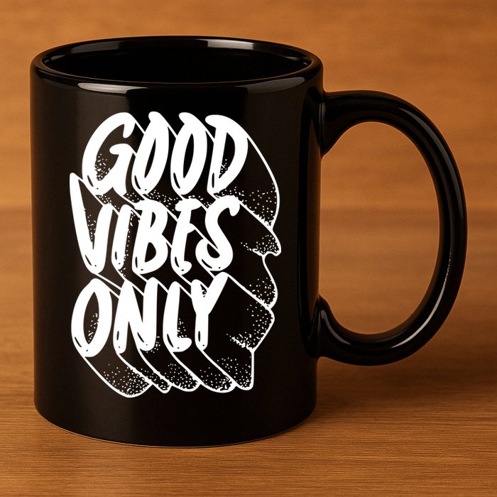 Good Vibes Only Cool Retro 11oz C Handle Ceramic Mug