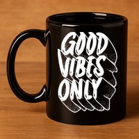 Good Vibes Only Cool Retro 11oz C Handle Ceramic Mug