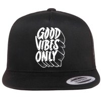 Good Vibes Only Cool Retro Flat Bill Trucker Hat