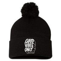 Good Vibes Only Cool Retro Pom Pom 12in Knit Beanie