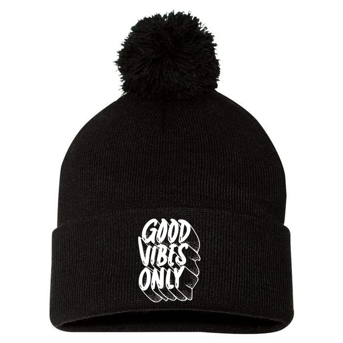Good Vibes Only Cool Retro Pom Pom 12in Knit Beanie