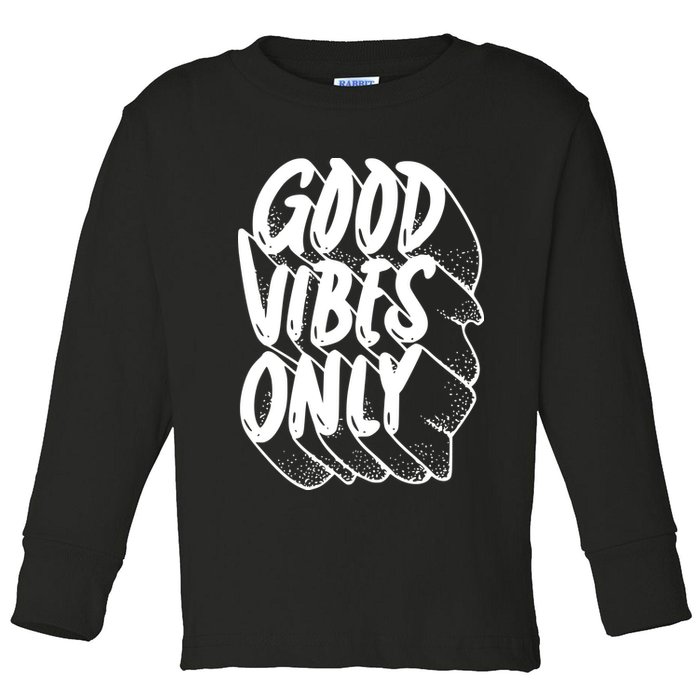 Good Vibes Only Cool Retro Toddler Long Sleeve Shirt