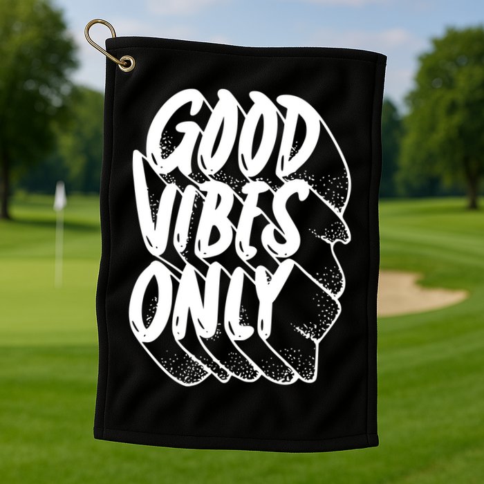 Good Vibes Only Cool Retro Golf Towel