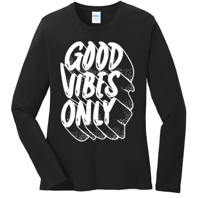 Good Vibes Only Cool Retro Ladies Long Sleeve Shirt