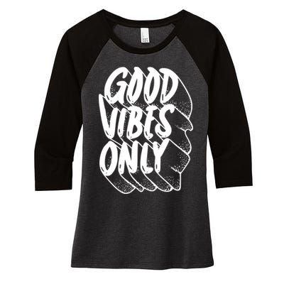Good Vibes Only Cool Retro Women's Tri-Blend 3/4-Sleeve Raglan Shirt
