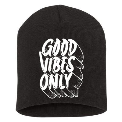 Good Vibes Only Cool Retro Short Acrylic Beanie