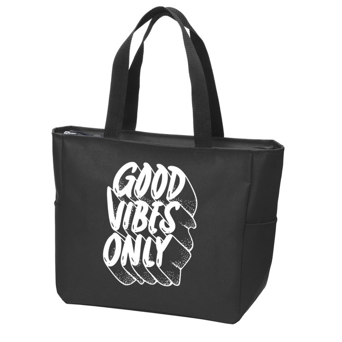 Good Vibes Only Cool Retro Zip Tote Bag