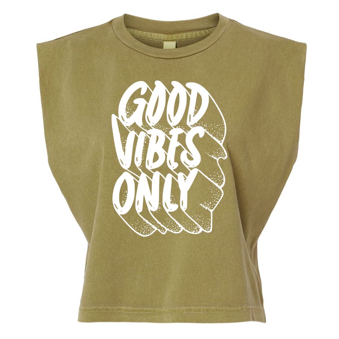 Good Vibes Only Cool Retro Garment-Dyed Women's Muscle Tee