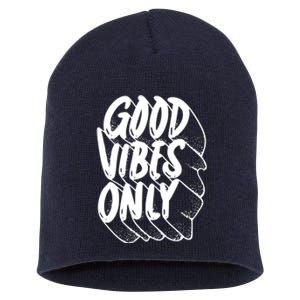 Good Vibes Only Cool Retro Short Acrylic Beanie