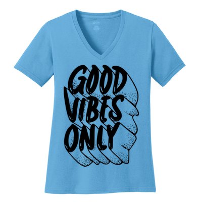 Good Vibes Only Cool Retro Women's V-Neck T-Shirt
