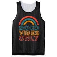 Good Vibes Only Vintage Rainbow Positive Vibe Quote Gift Mesh Reversible Basketball Jersey Tank