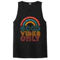 Good Vibes Only Vintage Rainbow Positive Vibe Quote Gift PosiCharge Competitor Tank